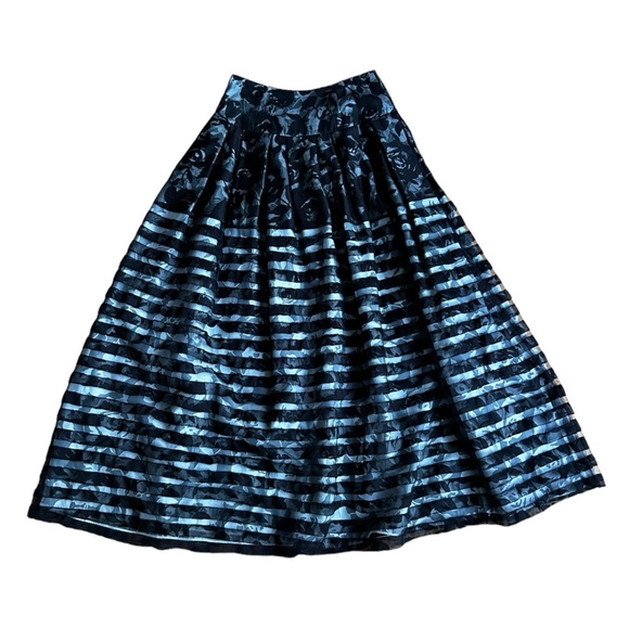 Sachin and Babi Noir Mesh Lace Overlay Maxi Skirt Black Floral Striped Size 6 - Picture 11 of 16